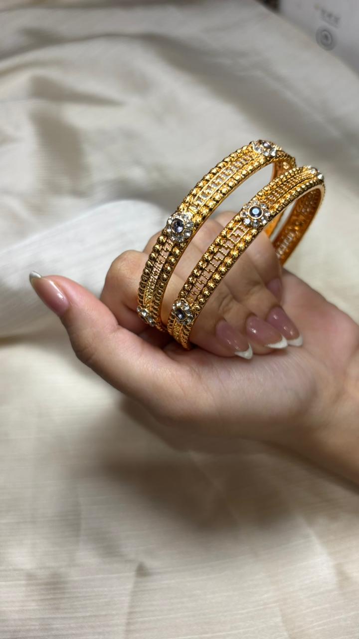 Classic Charm – Designer Gold Bangles with Sparkling Stones