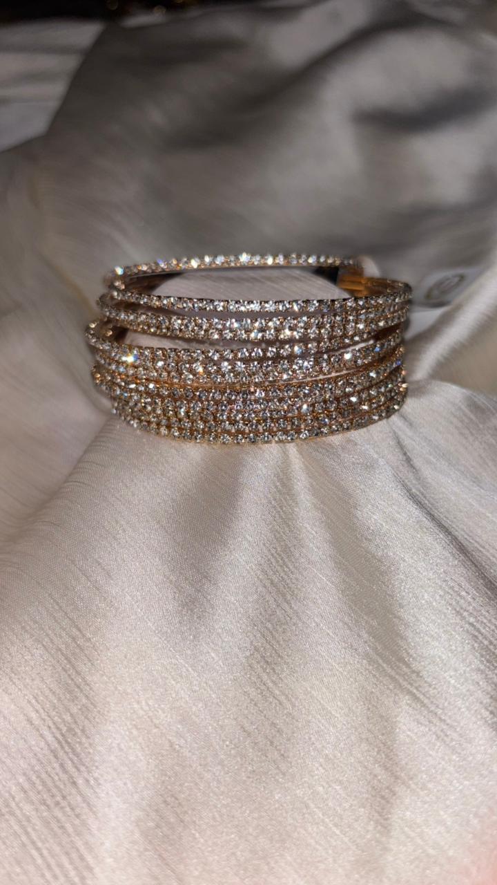 Elegant Crystal Studded Bangles – Premium Shine Collection