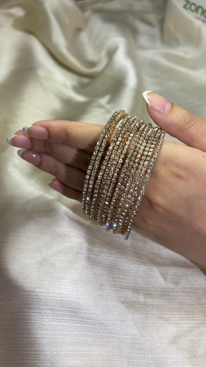 Elegant Crystal Studded Bangles – Premium Shine Collection