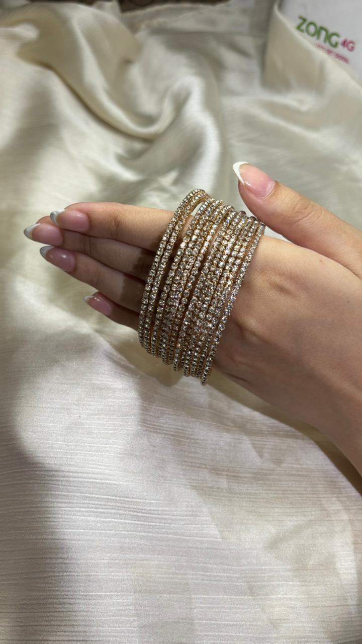 Elegant Crystal Studded Bangles – Premium Shine Collection