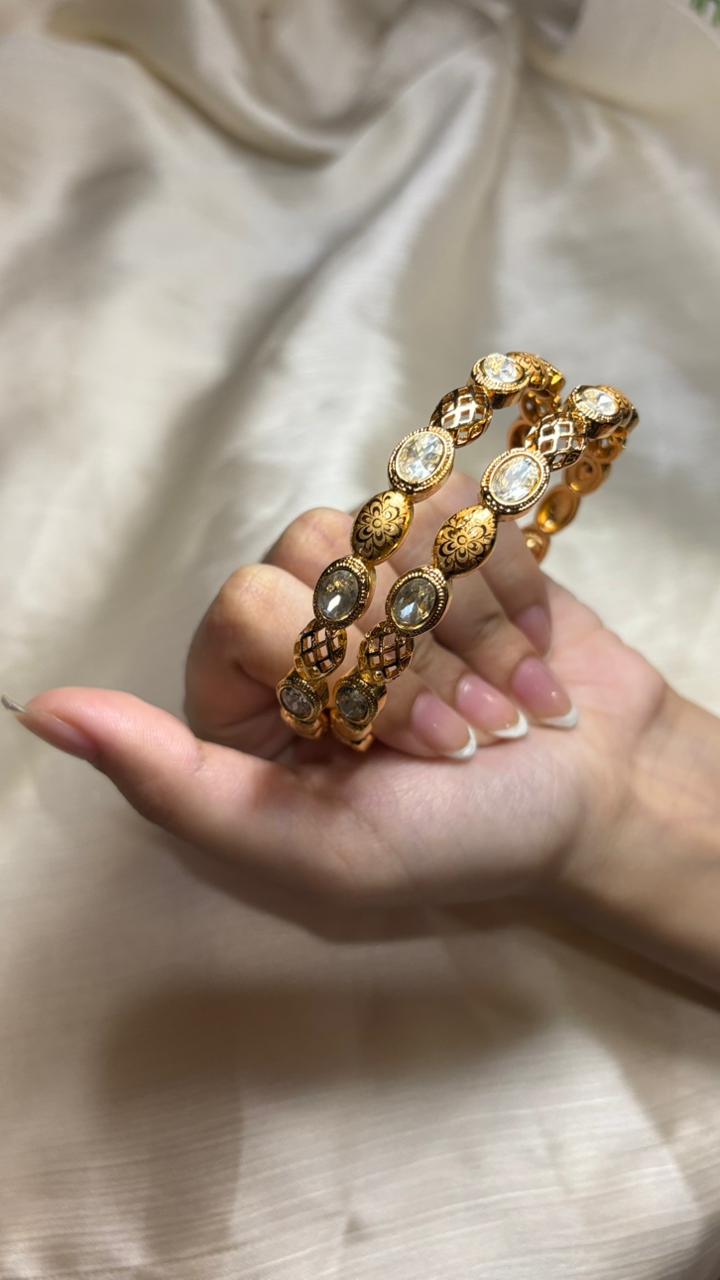 Timeless Elegance – Gold-Plated Bangles with Premium Stone Detailing