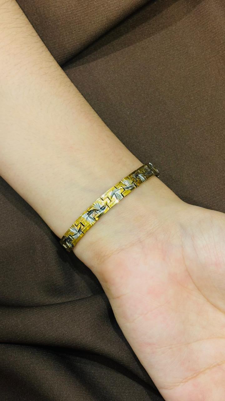 Elegant Two-Tone Baguette Bracelet – Gold & Silver Finish
