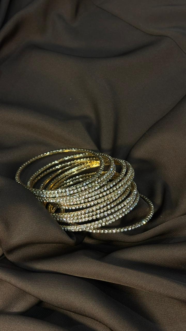 Luxury Gold Plated Crystal Bangles – Party Wear Collection