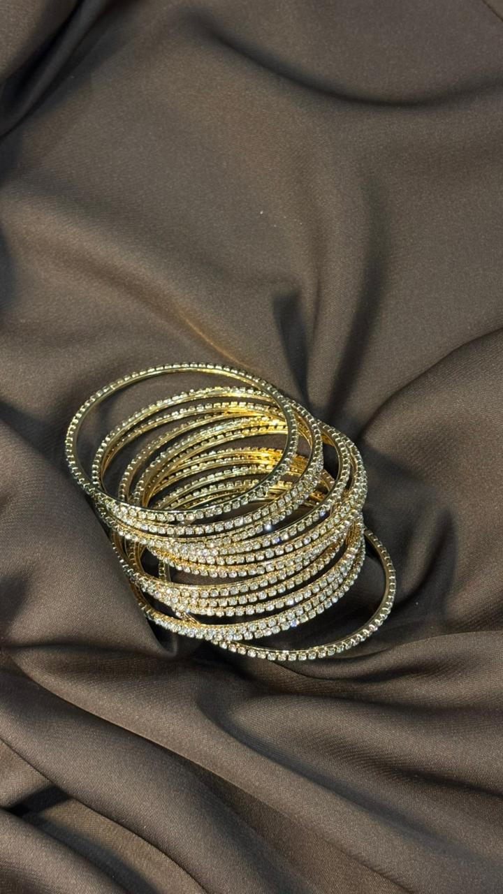 Luxury Gold Plated Crystal Bangles – Party Wear Collection