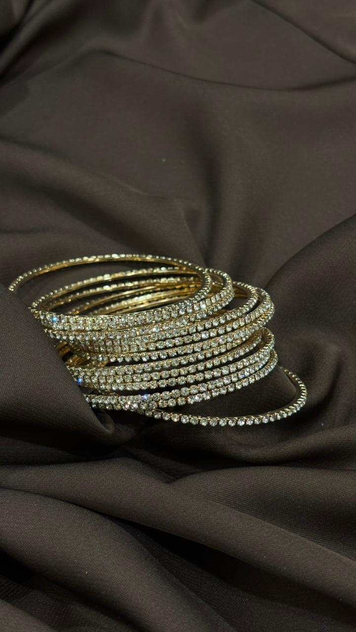 Luxury Gold Plated Crystal Bangles – Party Wear Collection