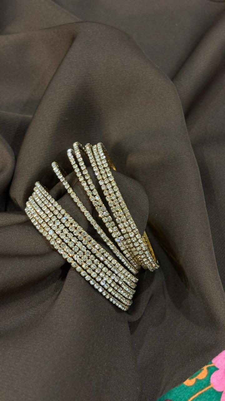 Luxury Gold Plated Crystal Bangles – Party Wear Collection