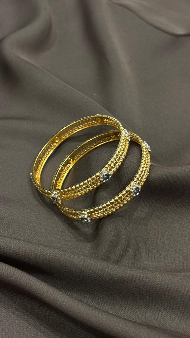 Classic Charm – Designer Gold Bangles with Sparkling Stones