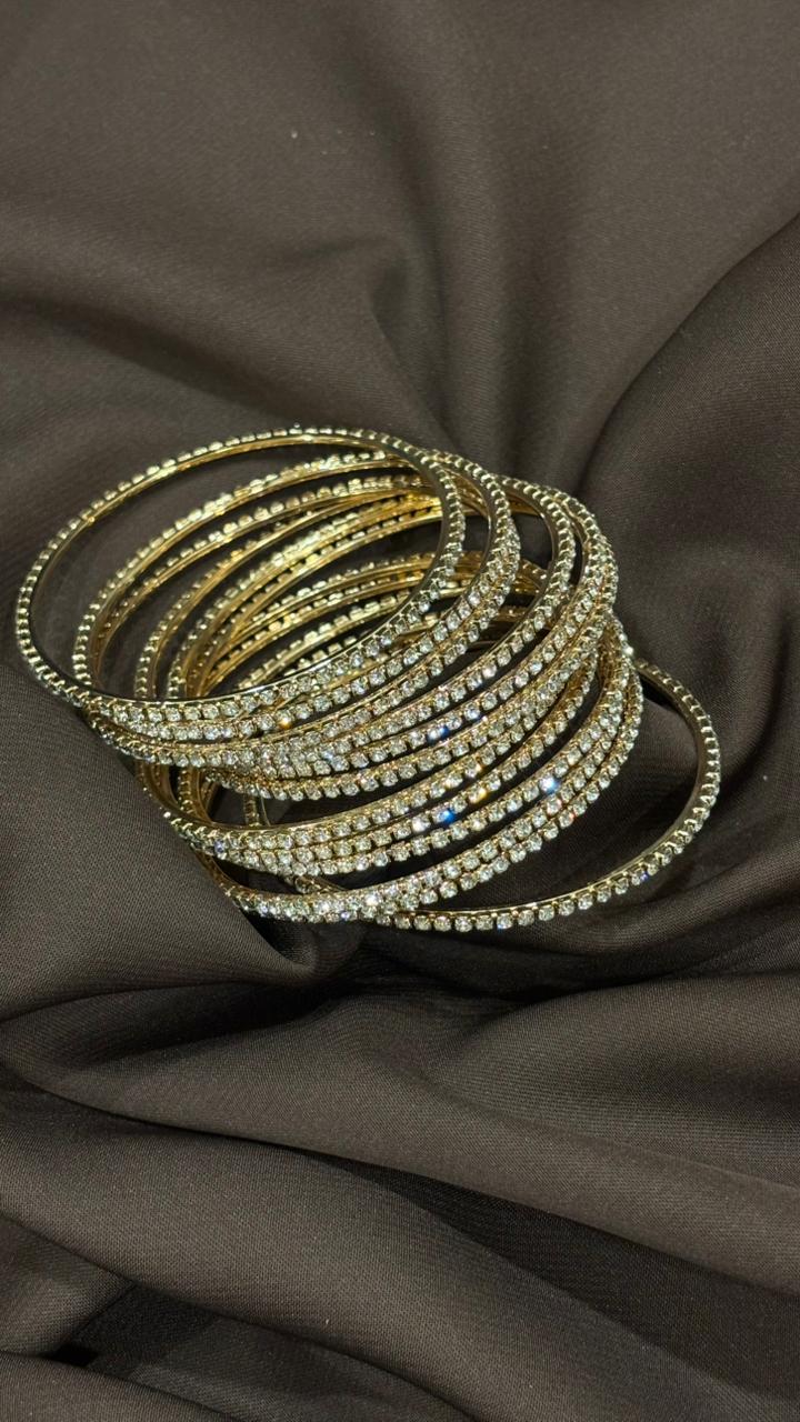 Luxury Gold Plated Crystal Bangles – Party Wear Collection