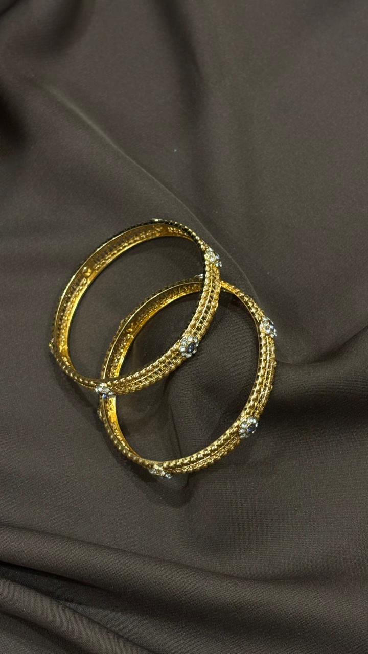 Classic Charm – Designer Gold Bangles with Sparkling Stones