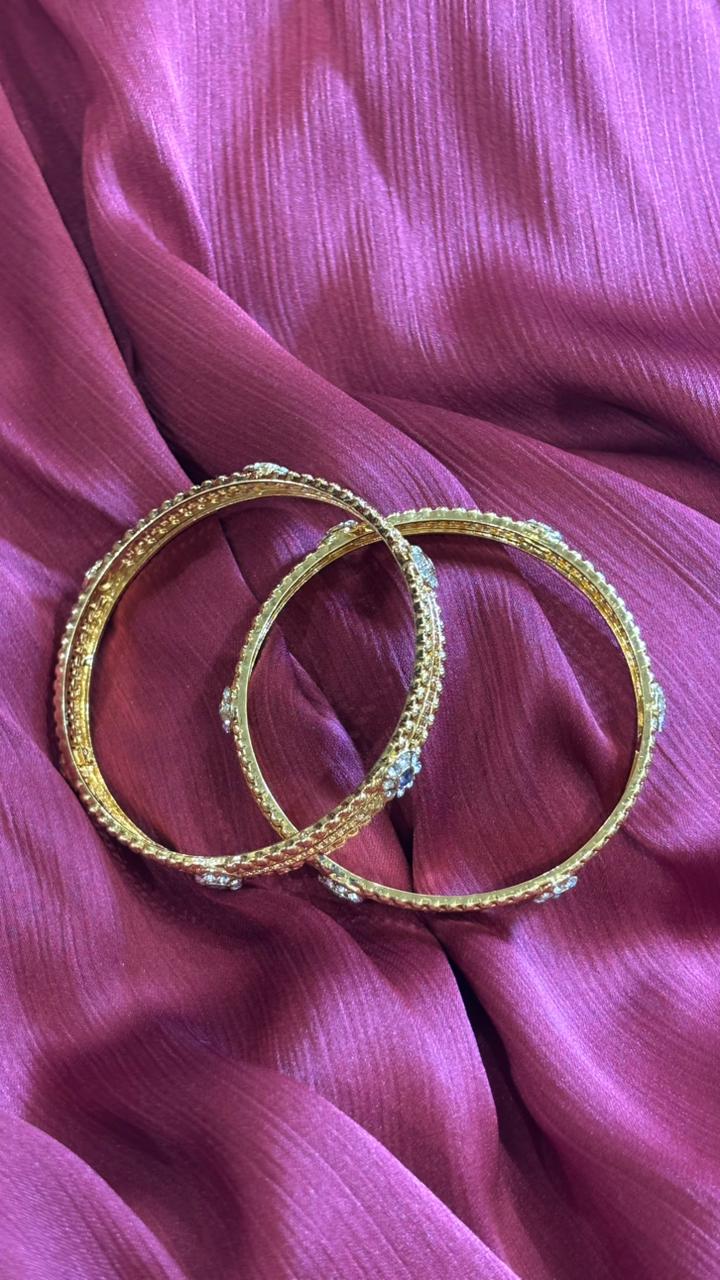 Classic Charm – Designer Gold Bangles with Sparkling Stones