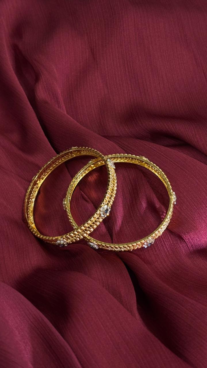 Classic Charm – Designer Gold Bangles with Sparkling Stones