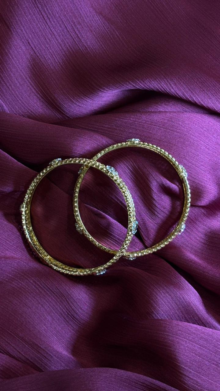 Classic Charm – Designer Gold Bangles with Sparkling Stones