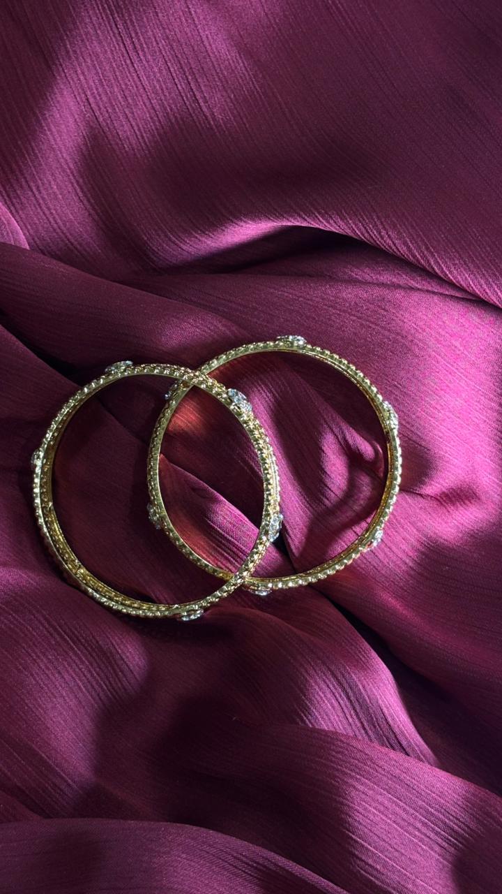 Classic Charm – Designer Gold Bangles with Sparkling Stones