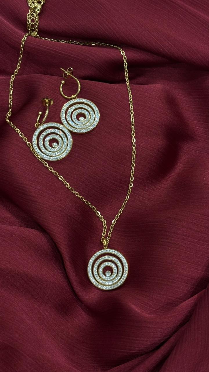 Luxury Spiral Design Jewelry Set – Necklace, Earrings, Bracelet & Ring