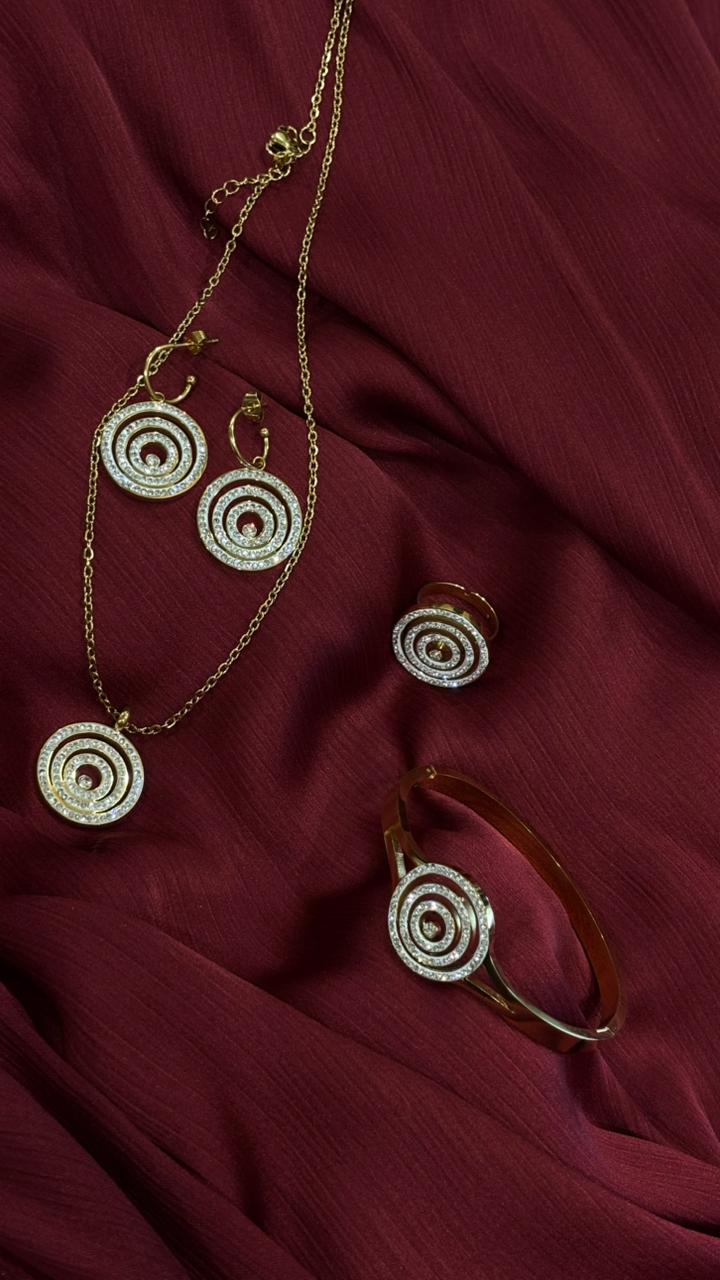 Luxury Spiral Design Jewelry Set – Necklace, Earrings, Bracelet & Ring
