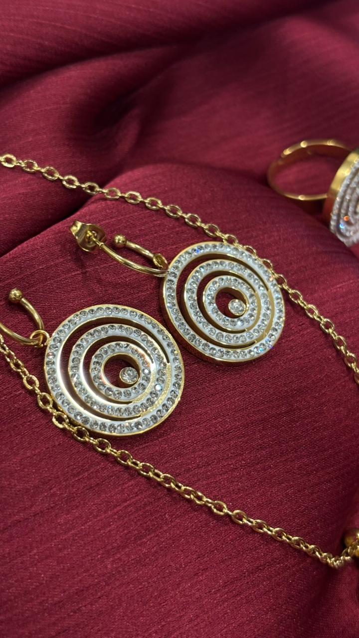 Luxury Spiral Design Jewelry Set – Necklace, Earrings, Bracelet & Ring