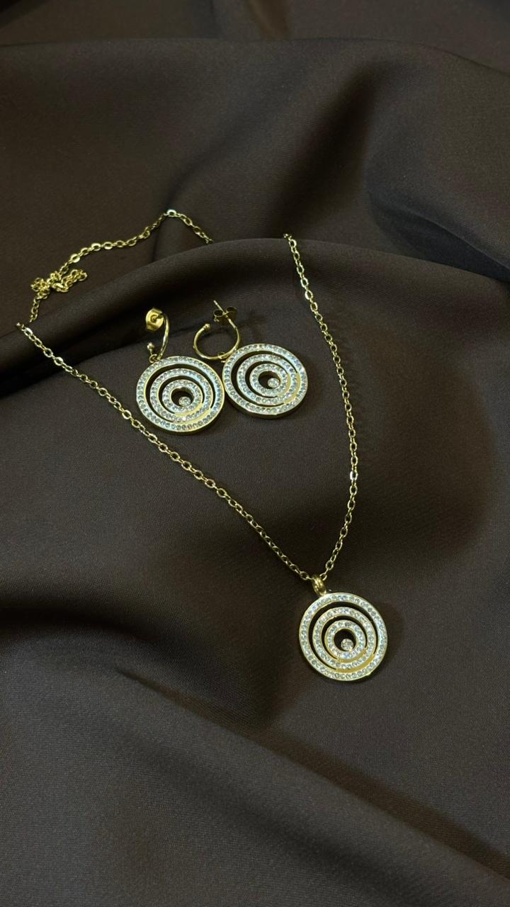 Luxury Spiral Design Jewelry Set – Necklace, Earrings, Bracelet & Ring