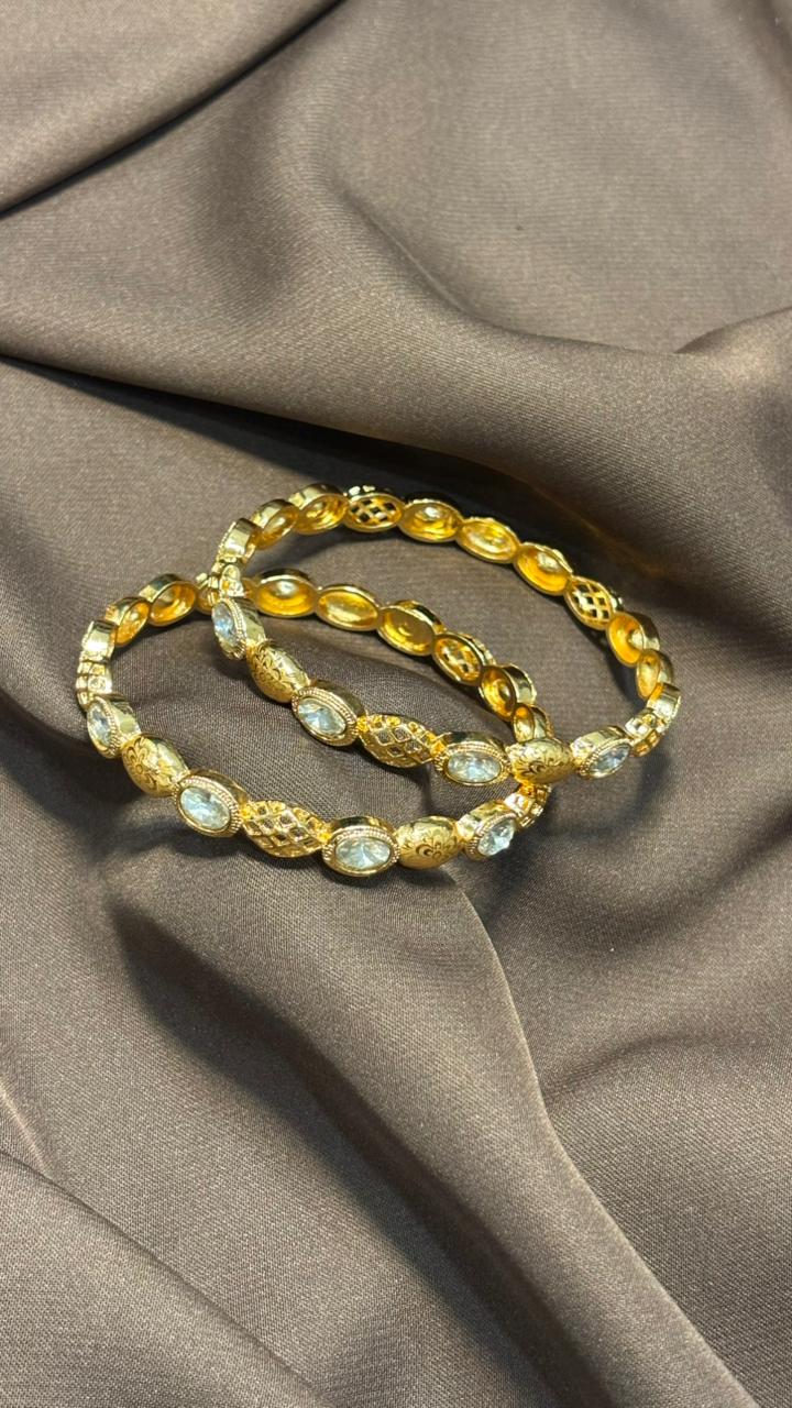 Timeless Elegance – Gold-Plated Bangles with Premium Stone Detailing