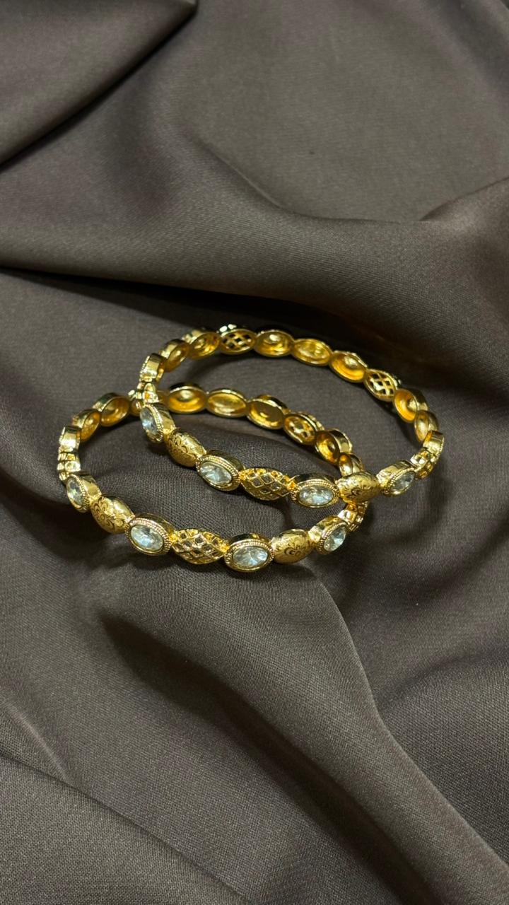 Timeless Elegance – Gold-Plated Bangles with Premium Stone Detailing