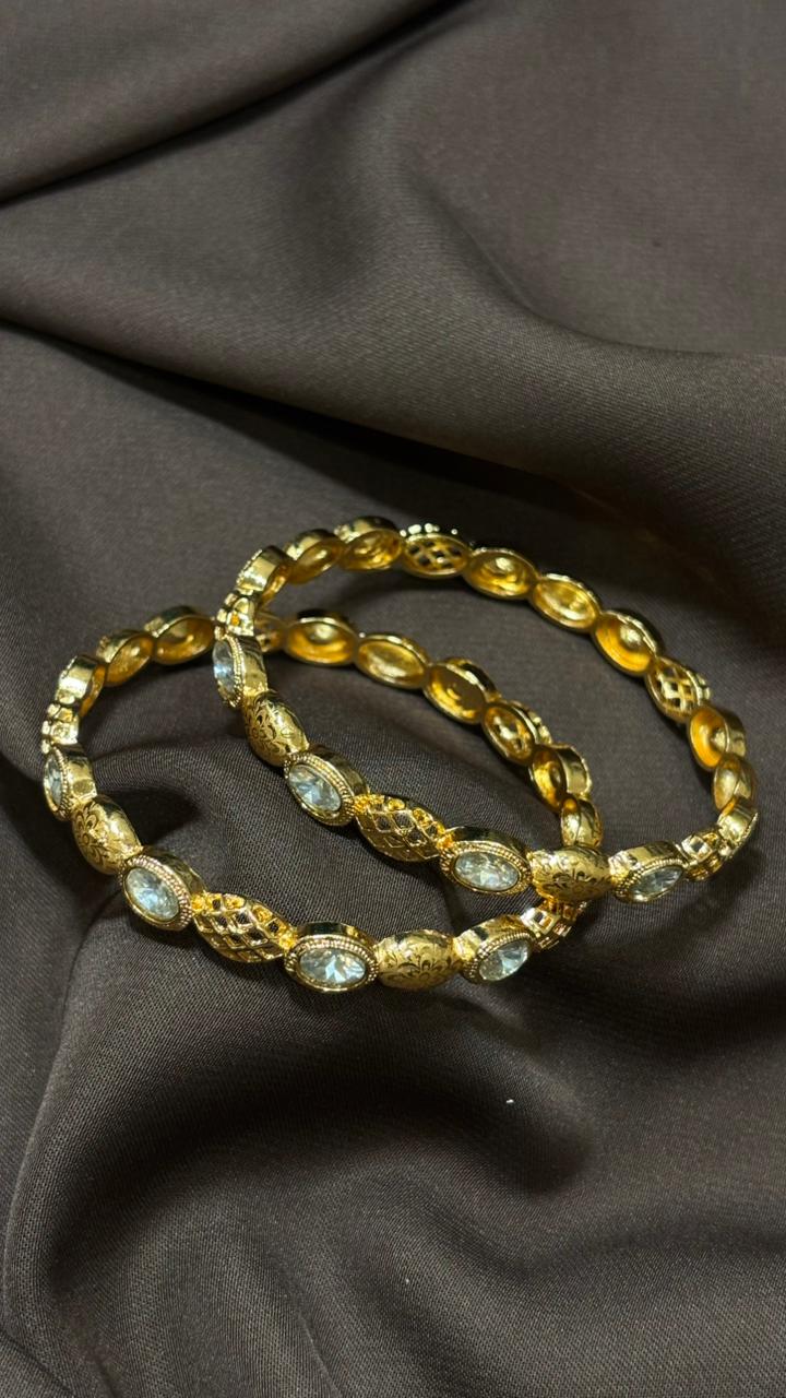 Timeless Elegance – Gold-Plated Bangles with Premium Stone Detailing