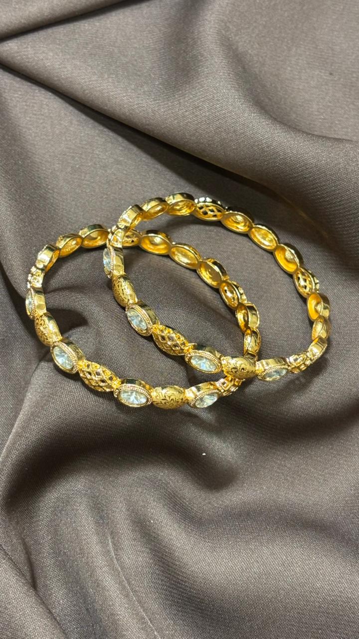 Timeless Elegance – Gold-Plated Bangles with Premium Stone Detailing