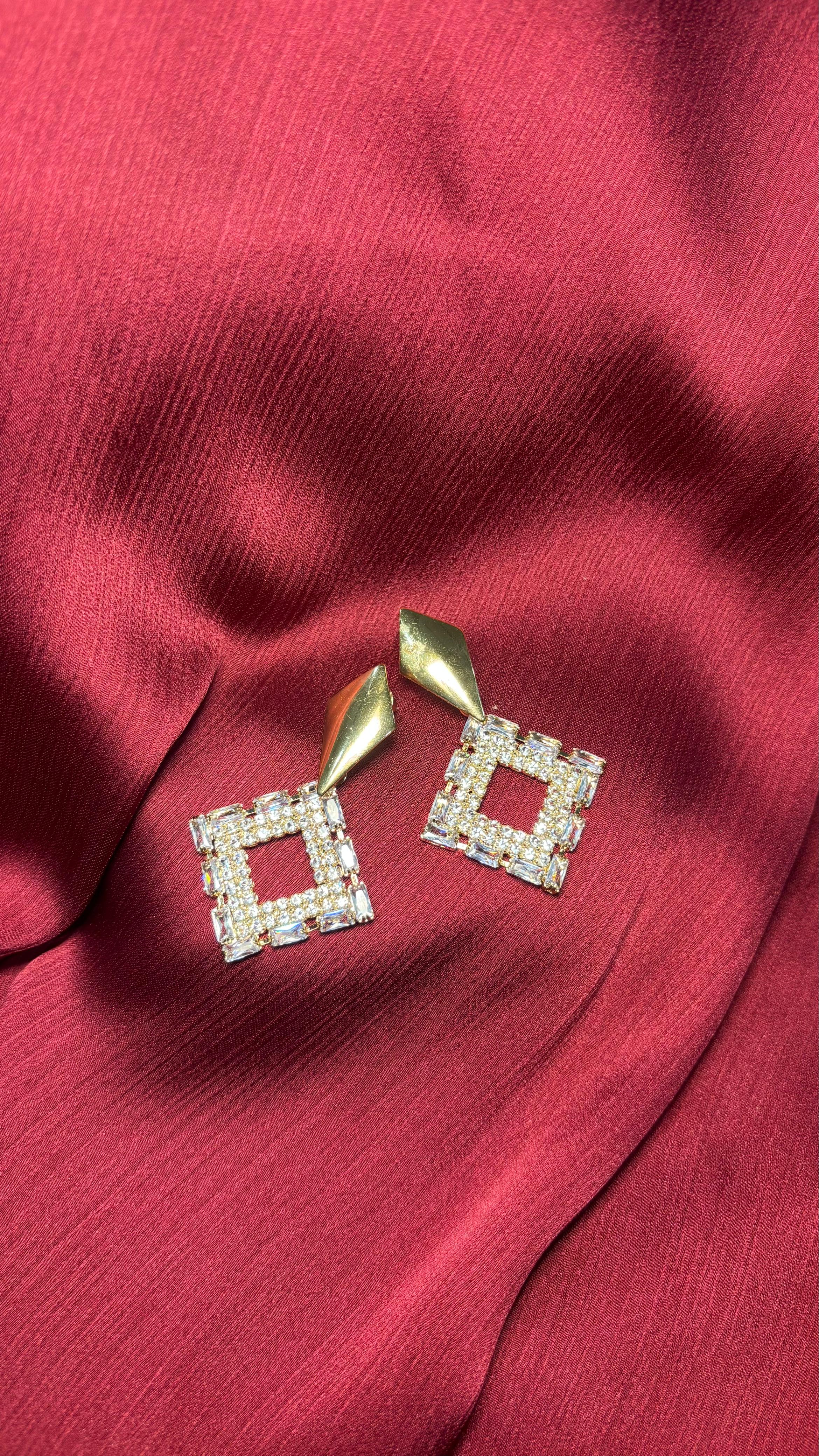 Luxury Crystal Square Earrings