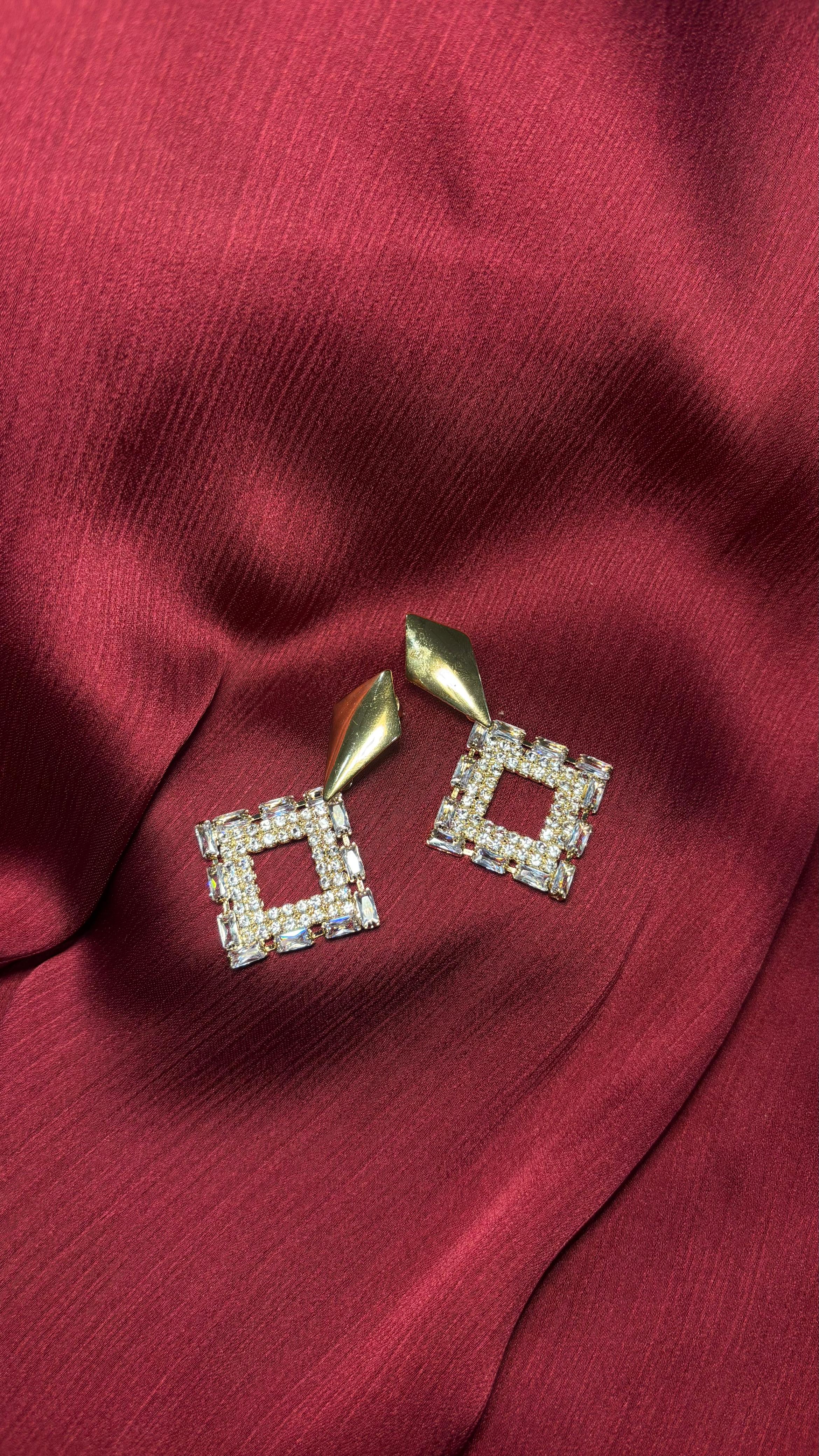 Luxury Crystal Square Earrings