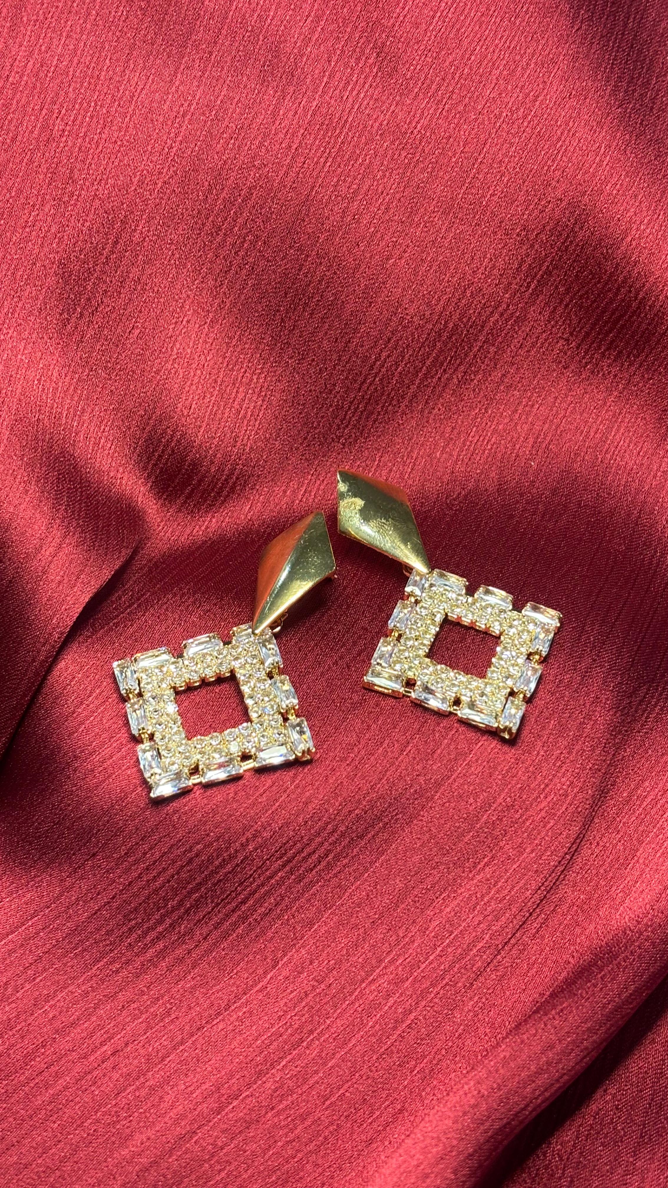 Luxury Crystal Square Earrings