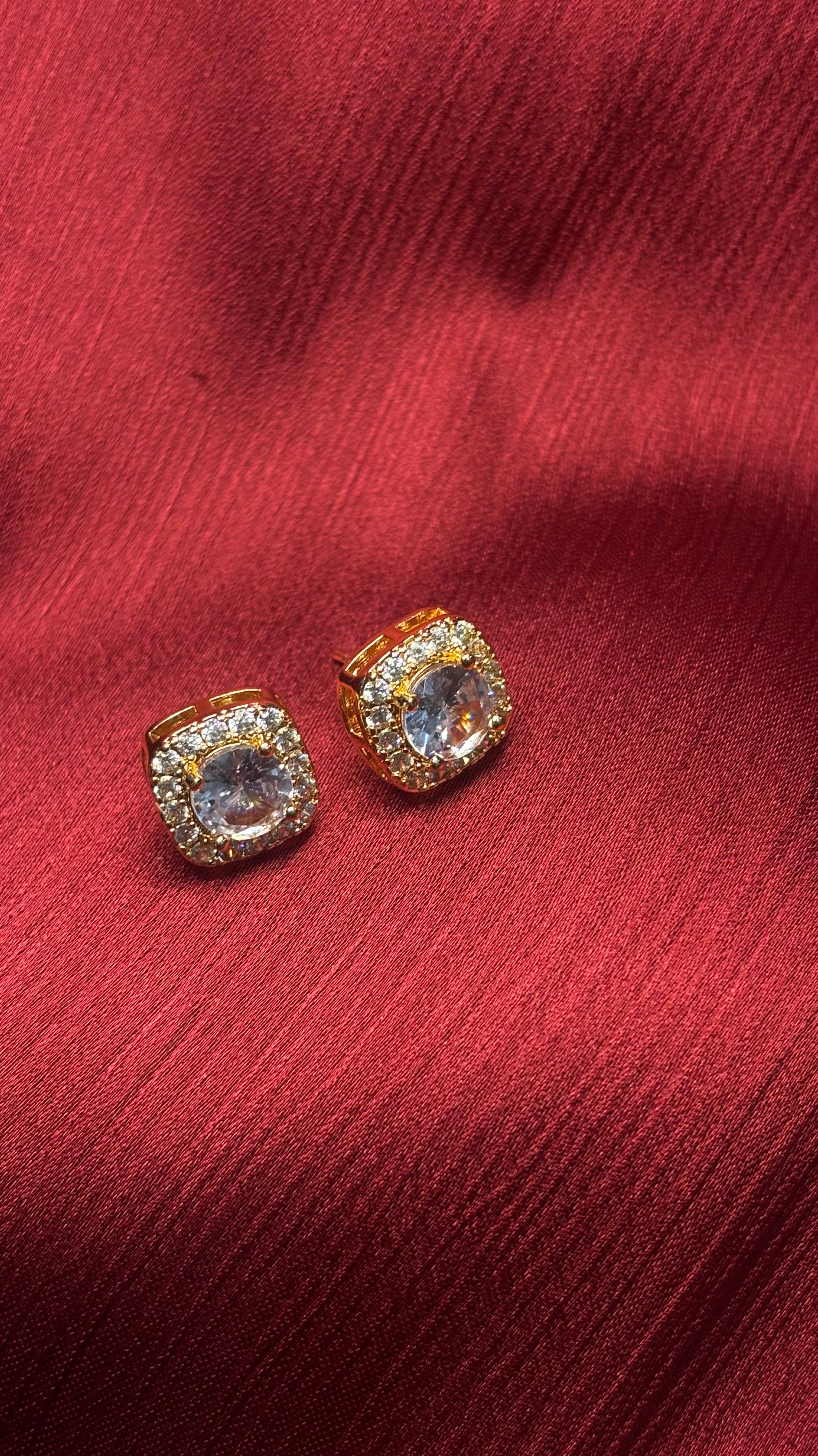 Timeless Elegance – Square Crystal Studs